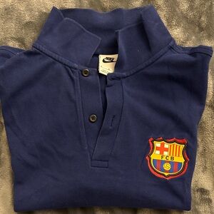 Nike Navy Polo Shirt with FCB Barcelona Emblem